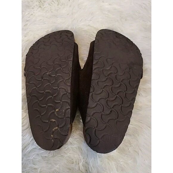 Brown Arizona Birkenstock Size 9 Suede Leather Two Strap Two Buckle Preowned - Picture 7 of 11